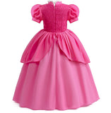 Girls Peach Princess Dress Halloween Fantasy Costume Children Ceremonial Luxury Carnival Outfits Kids Elegant Gowns Pagent Sets - www.sixcolors.us
