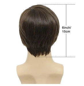 Mens Brown Wig Straight Short Mens Wig Realistic Natural Male Side Part Wigs for Halloween Men Man - www.sixcolors.us