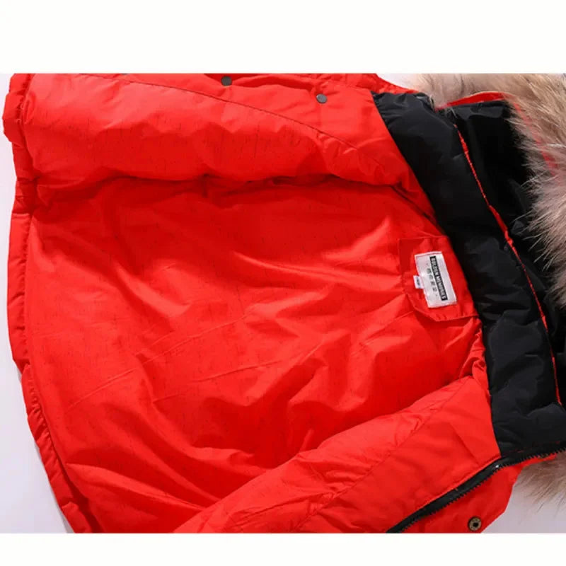 Children's Winter White Duck Down Jacket for Girl Clothes Parka Boy Camouflage Coats Ski Suit Thick Fur Kids Snowsuit -30 degree