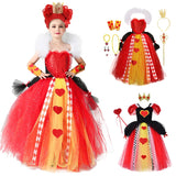 Kids Girl The Red Queen Halloween Cosplay TUTU Dress Party Carnival Princess Clothing Alice in Wonderland Christmas 2-10T - www.sixcolors.us