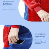 Spider Man Flannel Jumpsuit Pajama Adult Children Home Wear Toilet Version Sleepwear Halloween Costume Indoor Clothing - www.sixcolors.us