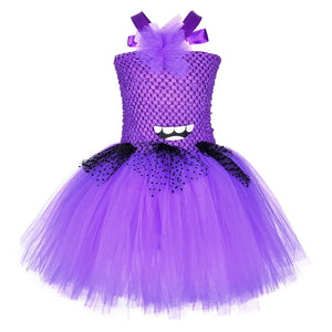 Purple Little Yellow Man Tutu Dress Girls Birthday Party Dresses Kids Halloween Holiday Anime Cartoon Characters Cosplay Costume - www.sixcolors.us