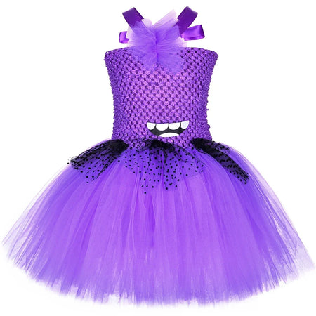 Purple Little Yellow Man Tutu Dress Girls Birthday Party Dresses Kids Halloween Holiday Anime Cartoon Characters Cosplay Costume - www.sixcolors.us