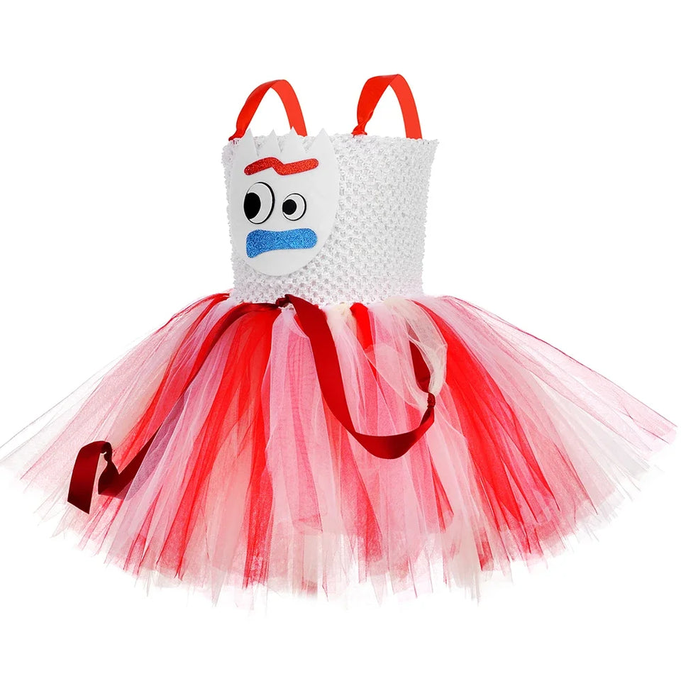 Toy Forky Inspired Tutu Dress for Girls Birthday Party Princess Dress Girls Halloween Cosplay Costume for Kids Fancy Dress Up - www.sixcolors.us