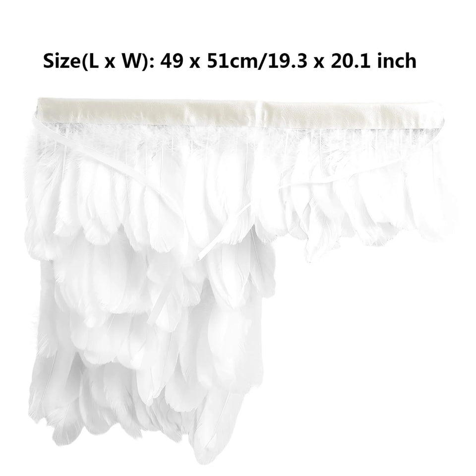 Black White Feather Cape Punk Gothic One Shoulder Shrug Shawl Wings Witch Costume Choker Collar Party Halloween Performance Show - www.sixcolors.us
