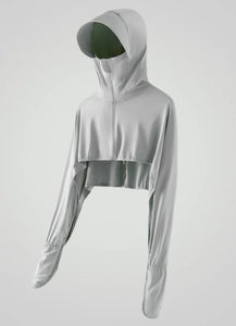 UV Protective Yoga Jacket Outdoor 2024 Sport With Hat Women Running Sunscreen Clothing Sun Protection Cycling Climbing Crop Coat - www.sixcolors.us