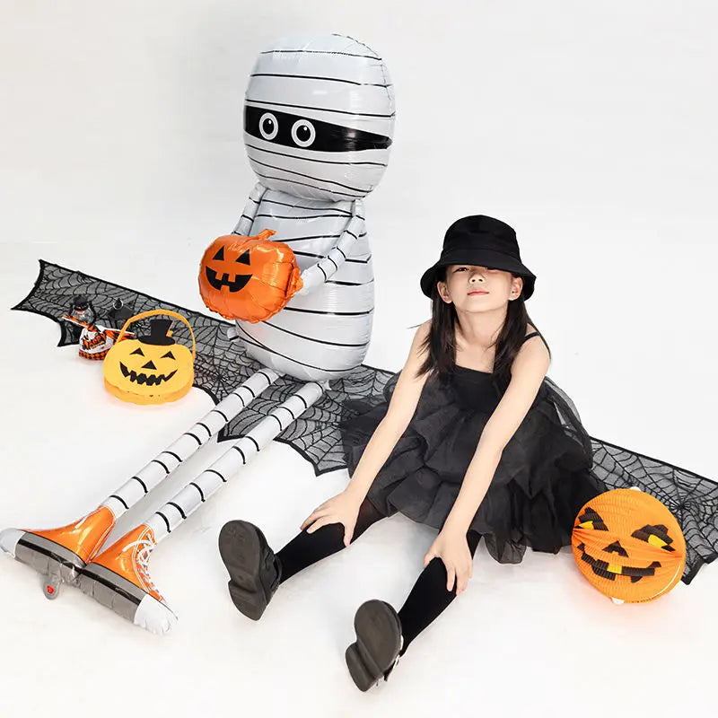 2024 1pcs Halloween Mummy Holding Pumpkin Aluminum Foil Balloon Scary Halloween Party Horror Haunted House Children'S Toy - www.sixcolors.us