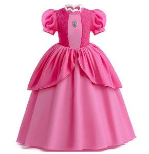 Girls Peach Princess Dress Halloween Fantasy Costume Children Ceremonial Luxury Carnival Outfits Kids Elegant Gowns Pagent Sets - www.sixcolors.us