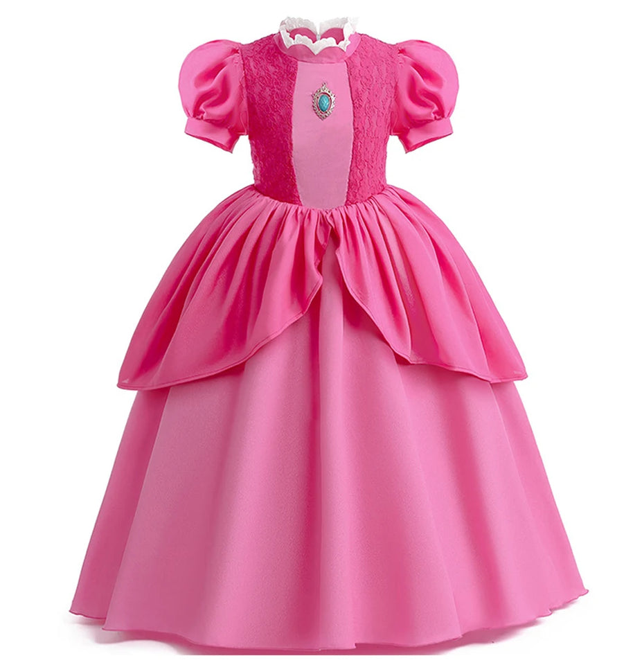 Girls Peach Princess Dress Halloween Fantasy Costume Children Ceremonial Luxury Carnival Outfits Kids Elegant Gowns Pagent Sets - www.sixcolors.us