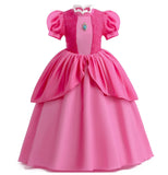 Girls Peach Princess Dress Halloween Fantasy Costume Children Ceremonial Luxury Carnival Outfits Kids Elegant Gowns Pagent Sets - www.sixcolors.us