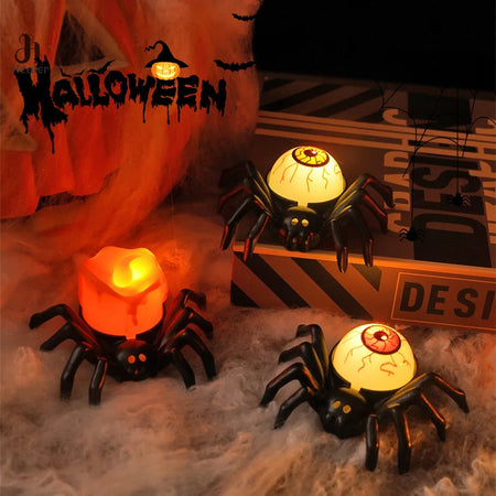 Halloween Decorations LED Candle Light Plastic Spider Skull Lamp For Home Bar Haunted House Halloween Party Decor Horror Props - www.sixcolors.us