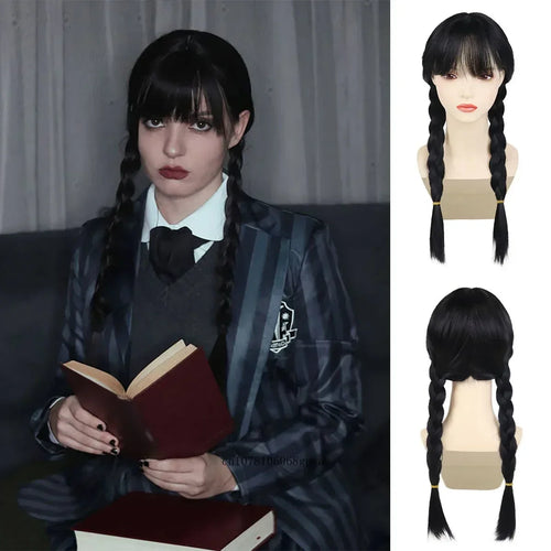 Halloween Cosplay Wigs Synthetic Long Braided Black Pigtail Wig for Women Anime Costume Wig Carnival Dress Up Party Daily Use - www.sixcolors.us