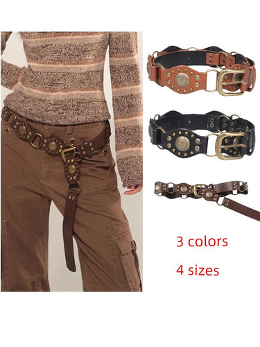 Vintage Western Women's Retro Y2g Metal Ring Buckle