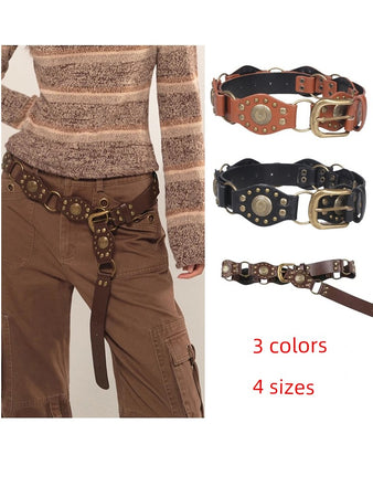 Vintage Western Women's Retro Y2g Metal Ring Buckle