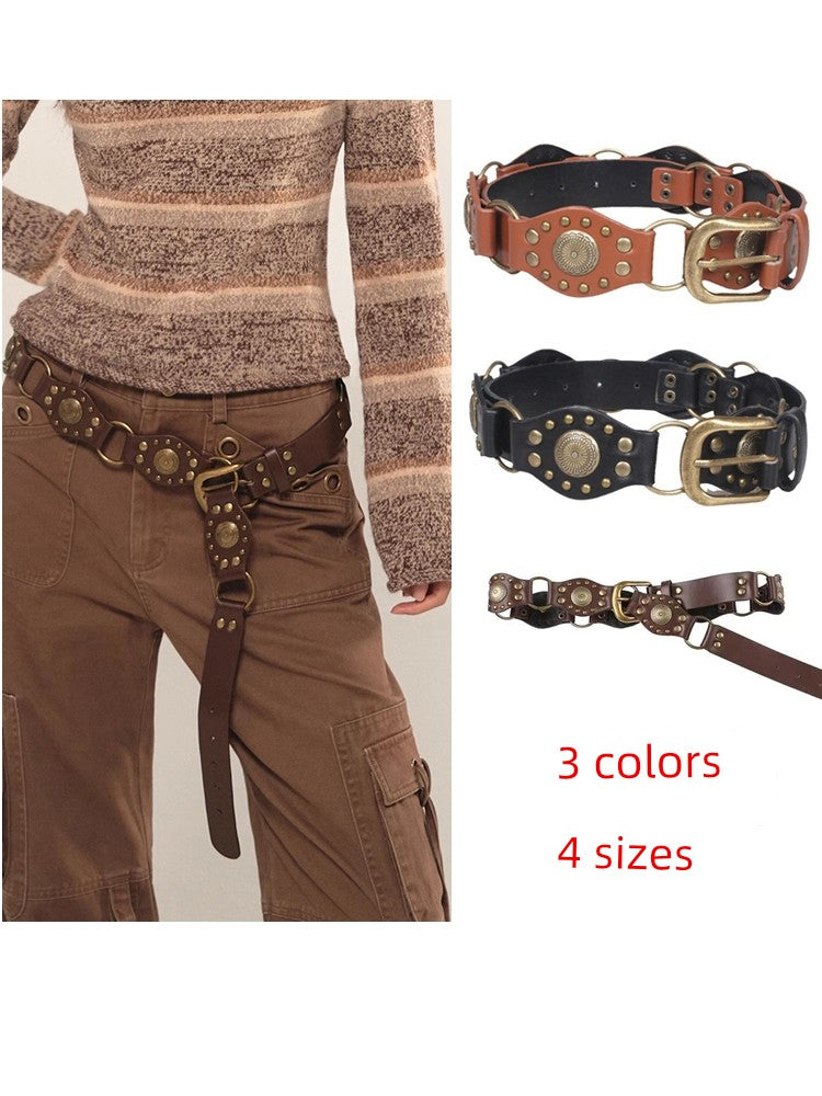 Vintage Western Women's Retro Y2g Metal Ring Buckle