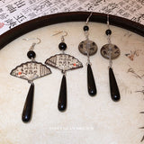 Accessible Luxury Black Fan Best Selling Ancient Style Cheongsam Earrings