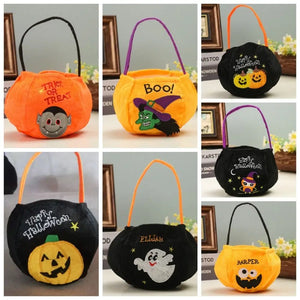Portable Cloth Halloween Candy Bag Trick Or Treat Ghost Gift Basket Storage Bucket Tote Bag Pumpkin Candy Bag Halloween Props - www.sixcolors.us