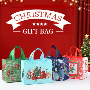 Cute Cartoon Santa Claus Elk Snowflake Coated Non-Woven Bag Folding Bag Candy Apple Print Package Bag Home Party Supplies - www.sixcolors.us