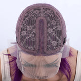 Halloween Cosplay Purple Hair 13x5x1 Transparent Lace Front Human Hair Wigs 180 Density Short Straight Lace Bob Wigs Human Hair - www.sixcolors.us