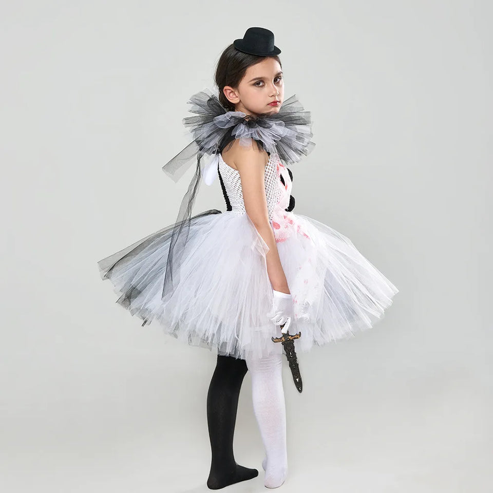 Halloween Girl Cosplay Costume Evil Joker Tutu Girl Carnival Performance Outfits Thriller Dress Up Children Halloween Clothes - www.sixcolors.us
