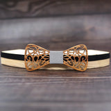 SOMESOOR Classic Floral Wood Bow Ties Engraved Hollow Butterflies Natural Wooden Bowknots Wedding Suit Accessories For Men Gifts