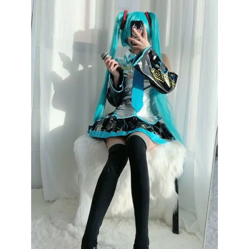 Hatsune Miku Cosplay clothes Animation formula clothes Miku wig accessories short skirt full set of Halloween party clothes - www.sixcolors.us