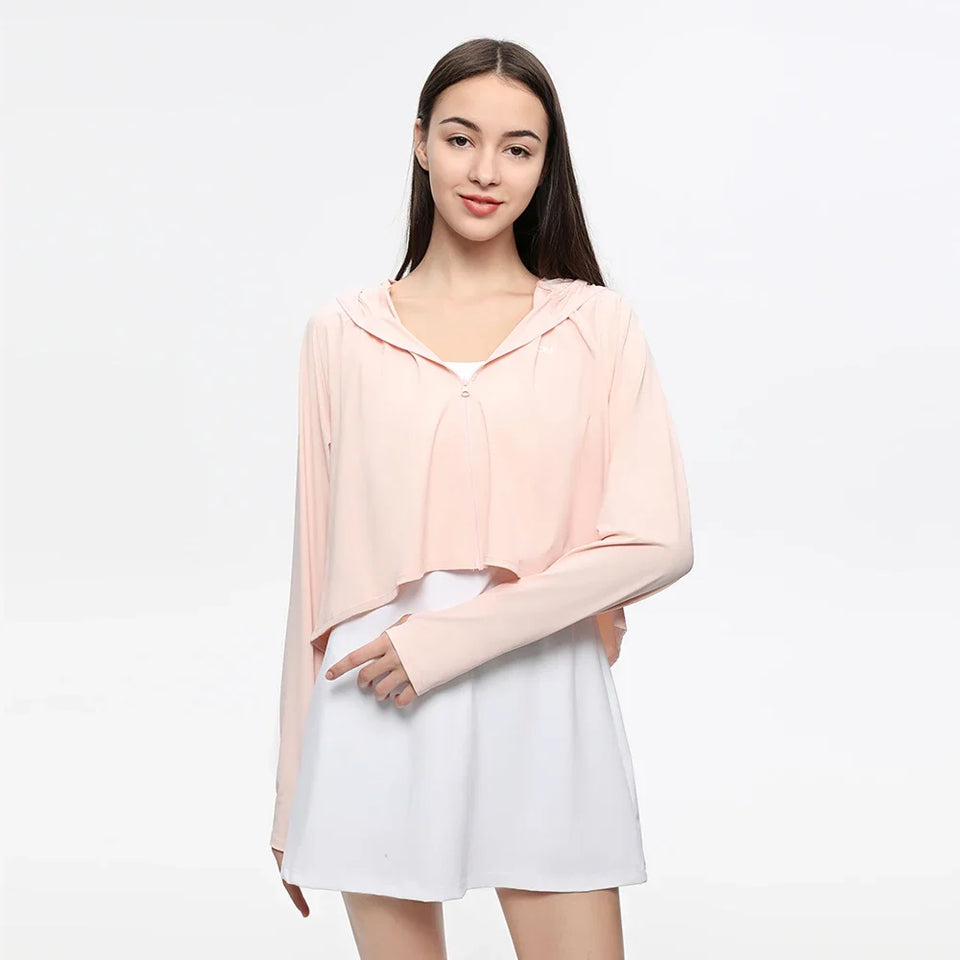OhSunny Sun Protection Coat Coolchill Fabric Anti-UV Breathable Skin UPF50+ Quick Dry Hoodie Outdoors Summer Women Sport Jacket
