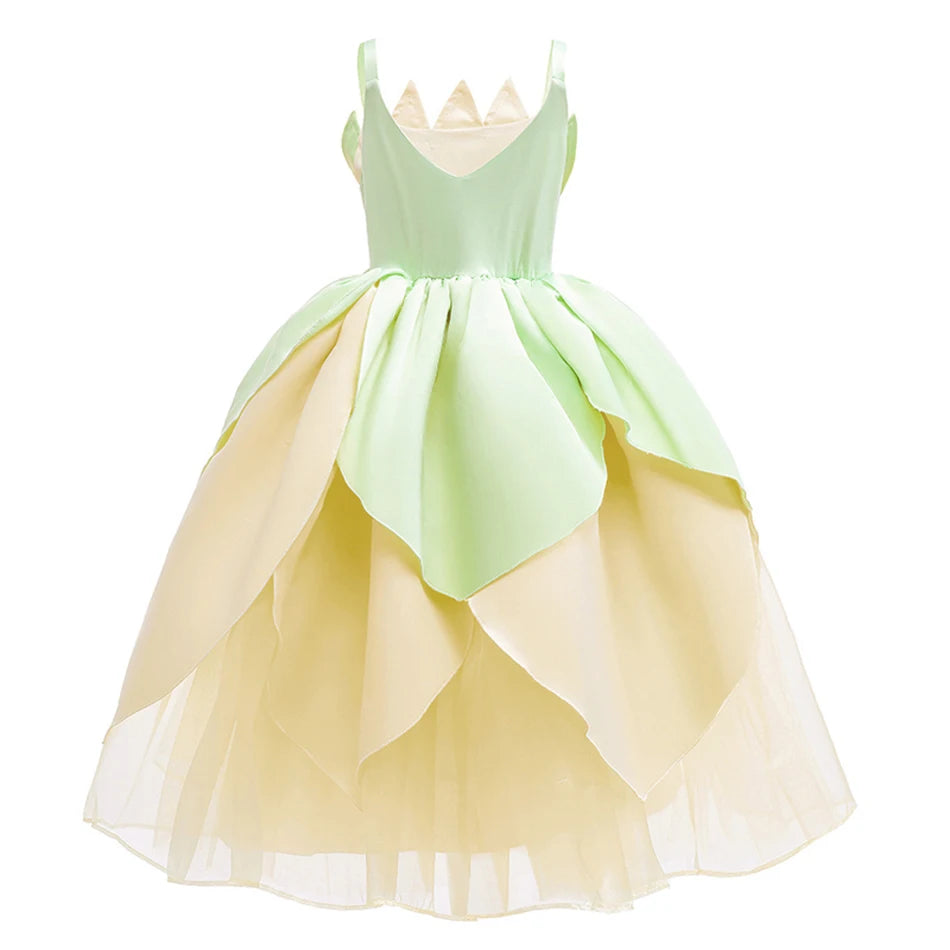Luxury Tiana Dress For Girl Disney Princess Outfits Kid Halloween Fantasy Cosplay Costume Tiana And The Frog Dress Up Theme Sets - www.sixcolors.us