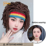 XINFEI Jamaican Knitted Wig Braid Hat Unisex Hair Hat Handmade Fancy Wig Caps Halloween Ghost House Wig Black - www.sixcolors.us