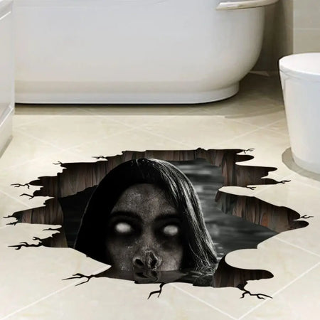 Scary Halloween Ghost Floor Stickers PVC Removable Ghost Wall Stickers Waterproof Halloween Wallpaper Decal Haunted House - www.sixcolors.us