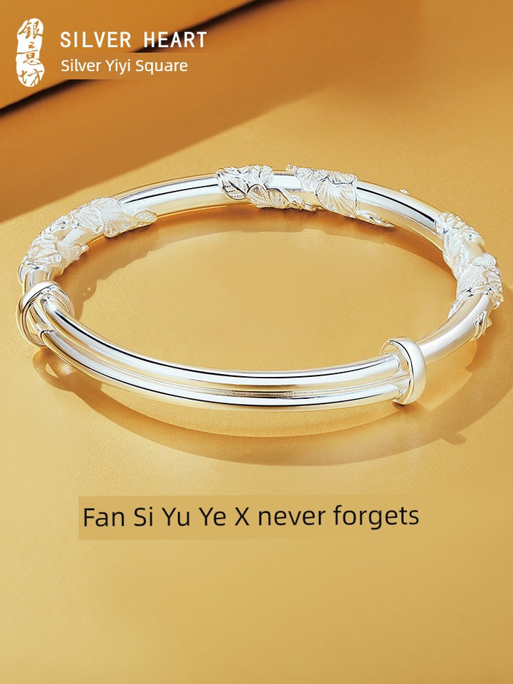Women's Colorful Solid Birthday Gift Silver Bracelet