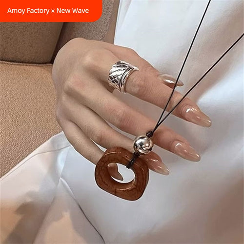 Niche Style Geometric Square Fashionable Long Sweater Chain Pendant