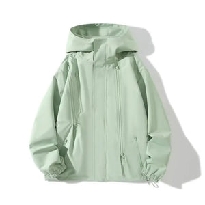 Outdoor Jacket Lovers Plus Size Women Autumn New Loose Leisure Weatherproof Rainning Proof Hooded Zipper Trench Coat 2275 - www.sixcolors.us