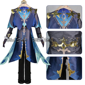 Genshin Impact Neuvillette Cosplay Costume with Leg Cover Fontaine Chief Justice Uniform Wig Boots Halloween Carnival Clothes - www.sixcolors.us