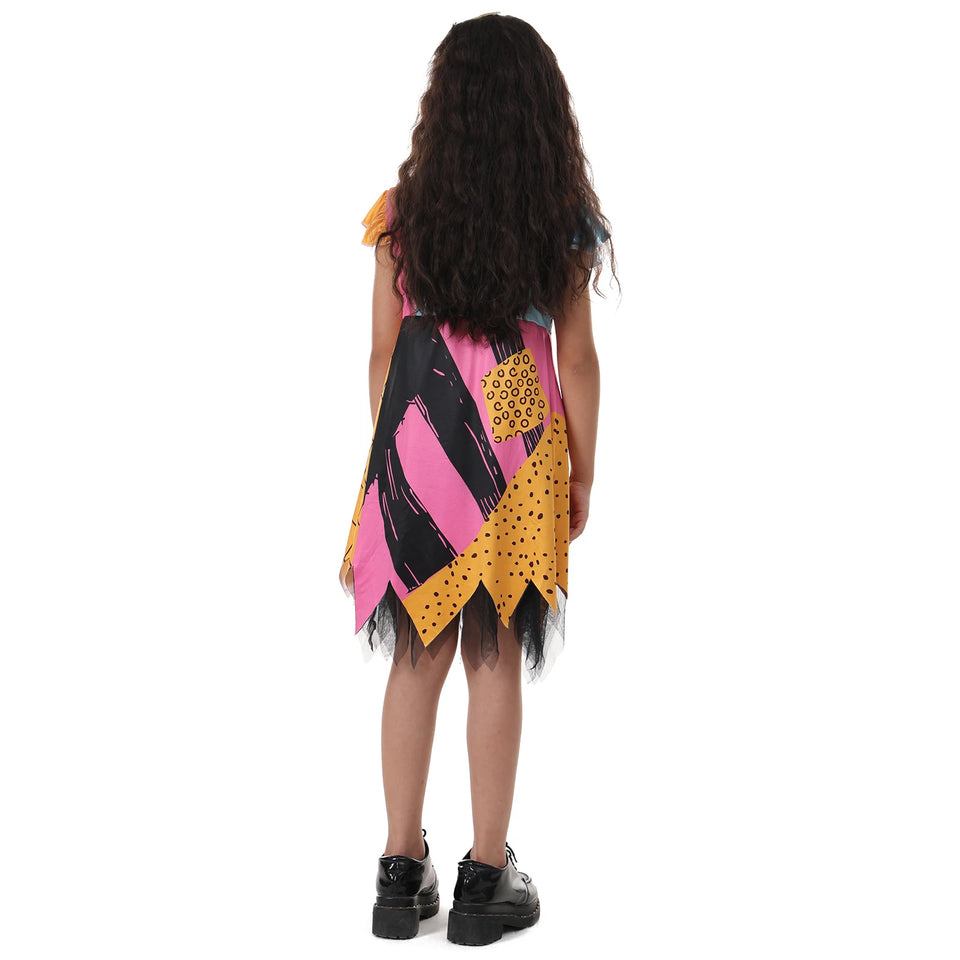 Girls Halloween Costume Ghost Nightmare Before Christmas Clothing Sally Cosplay Costume Children Carnival Party Princess Dress - www.sixcolors.us