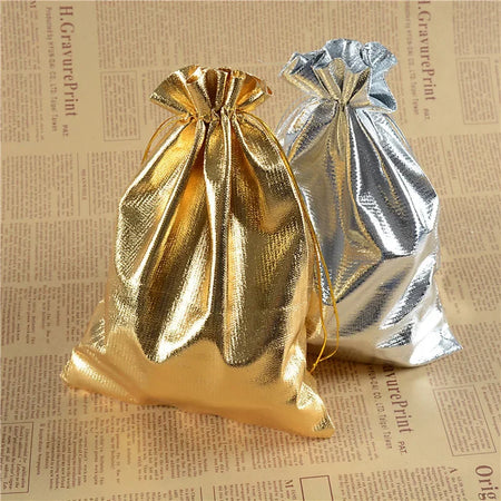 10pcs Silver/Gold Colors Gift Bag Adjustable Jewelry Packing Drawstring Velvet Bag Wedding Party Gift Cotton Bags Pouches 9 Size - www.sixcolors.us
