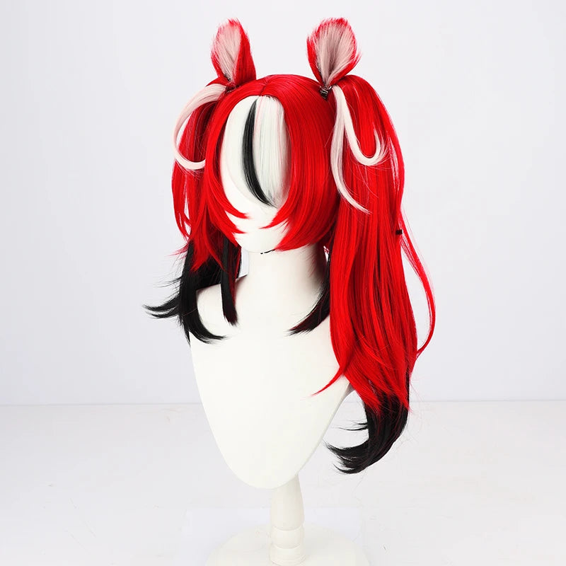 Hololive VTuber Hakos Baelz Cosplay Wig with Ears Halloween Anime Wigs + Wig Cap - www.sixcolors.us