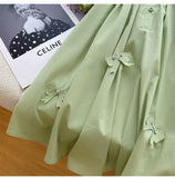 summer A-line baby girls dress princess short sleeve bow patch puff sleeve kids clothes Korean open back vestidos 4 to 16 years