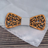 SOMESOOR Classic Floral Wood Bow Ties Engraved Hollow Butterflies Natural Wooden Bowknots Wedding Suit Accessories For Men Gifts
