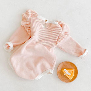 Infant Baby Girl Sweet Embroider Knit Jumpsuit s Pink Bow Princess Rompers Spring Autumn Newborn Kids Baby Girls Clothes Rompers