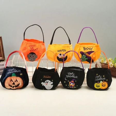 Portable Cloth Halloween Candy Bag Trick Or Treat Ghost Gift Basket Storage Bucket Tote Bag Pumpkin Candy Bag Halloween Props - www.sixcolors.us