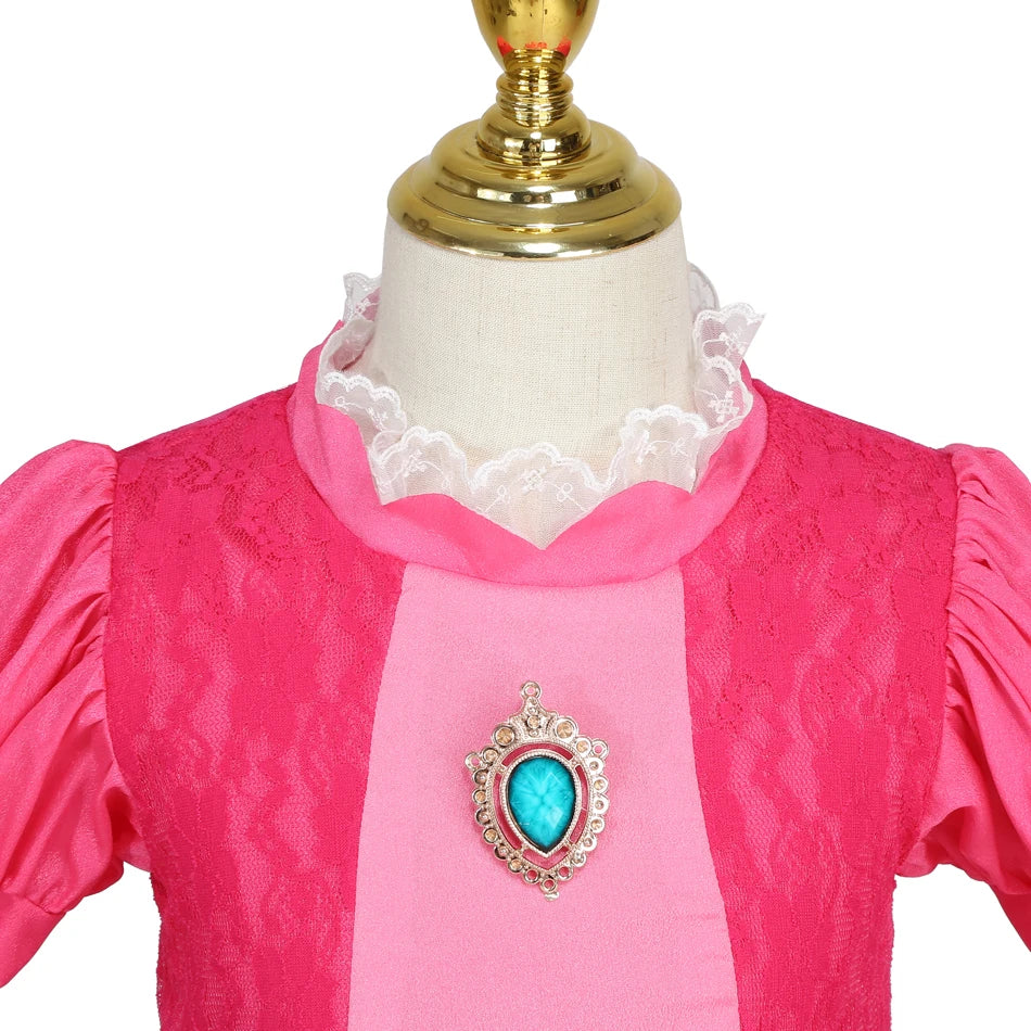Girls Peach Princess Dress Halloween Fantasy Costume Children Ceremonial Luxury Carnival Outfits Kids Elegant Gowns Pagent Sets - www.sixcolors.us