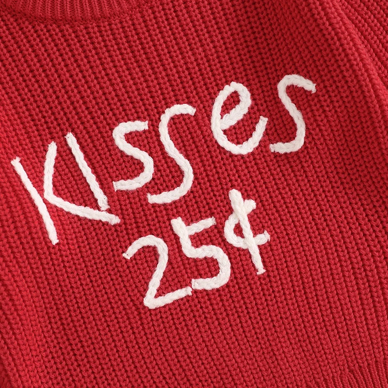 Toddler Girls Sweater Valentine s Day Clothes Letter Embroidery Crew Neck Long Sleeve Kids Pullovers Fall Tops
