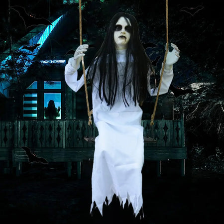 Halloween Decorations Props Hanging Swinging Girl with Creepy Expressions Hanging Ghosts The Best Indoor and Outdoor Decorations - www.sixcolors.us