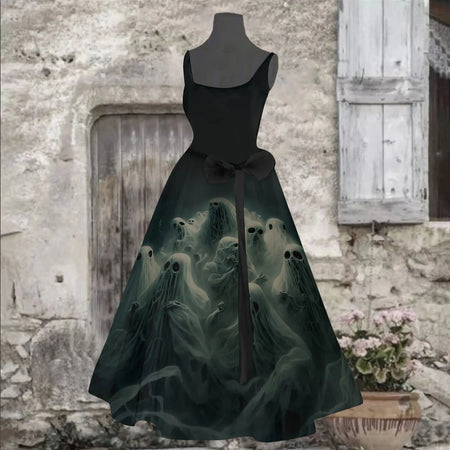 Sleeveless Blood Stain Sundress Masquerade vestido Halloween Bloody Tie-dye Horror Bride Vampire Cosplay Costume For Women's - www.sixcolors.us