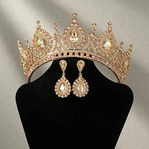 Baroque Queen Green Crown Crystal Tiaras and Crowns for Women Halloween Costume Hair Accessories - www.sixcolors.us