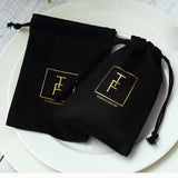 20pcs High Quality Black Jewellry Gift Bags Personalized Logo Velvet Jewelry Packaging Drawstring Pouches for Wedding Party - www.sixcolors.us