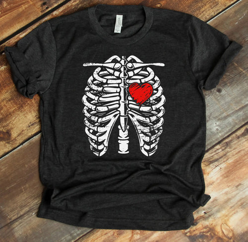 Rib Cage T Shirt Heart Skeleton Anatomy X Ray Halloween Costume Idea - www.sixcolors.us