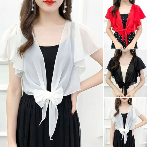 High Quality Chiffon Shawl Jacket Thin Large Yards Thin Section Cardigan Chiffon Shawl Summer
