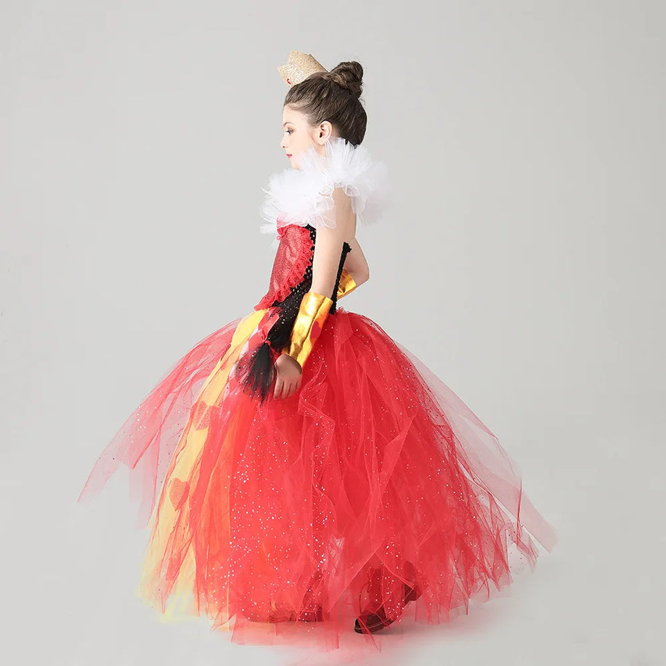Kids Girl The Red Queen Halloween Cosplay TUTU Dress Party Carnival Princess Clothing Alice in Wonderland Christmas 2-10T - www.sixcolors.us